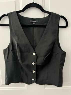 Madewell Black Button-Front V-Neck Vest